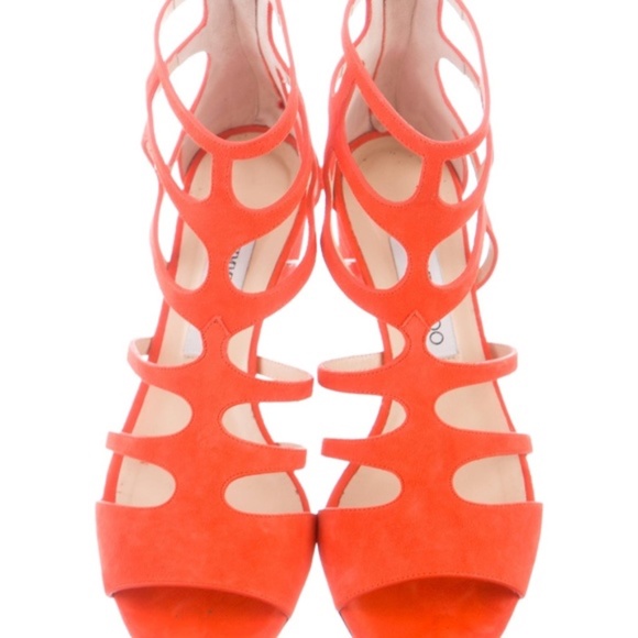 Jimmy Choo Suede Cage Cutout Sandals - Picture 3 of 6